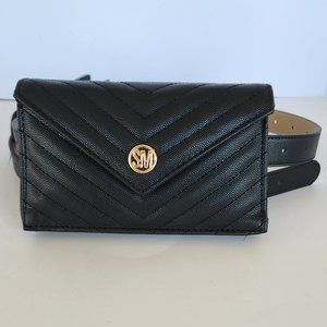 Steve Madden Black Faux Leather Quilted Belt Bag - NWT Adjustable Belt Length